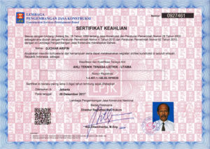 Main Electrical Engineering Expert Expretise Certificate - Mr. Djohar Arifin