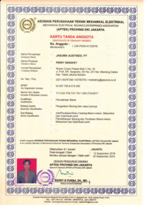 Mechanical and Electrical Technics Enterprises Association Ordinary Member Certificate