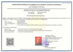 Junior Technician, Diesel Power Engine Maintenance Junior Supervisor Certificate of Competence - Mr. Yuana Prasetia