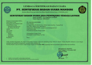 Maintenance Steam-Gas Power plant Business Entity Certificate