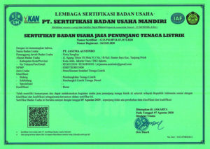 Maintenance Diesel Power Plant Business Entity Certificate